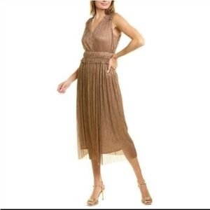 Taylor Bronze Pleated Midi Dress